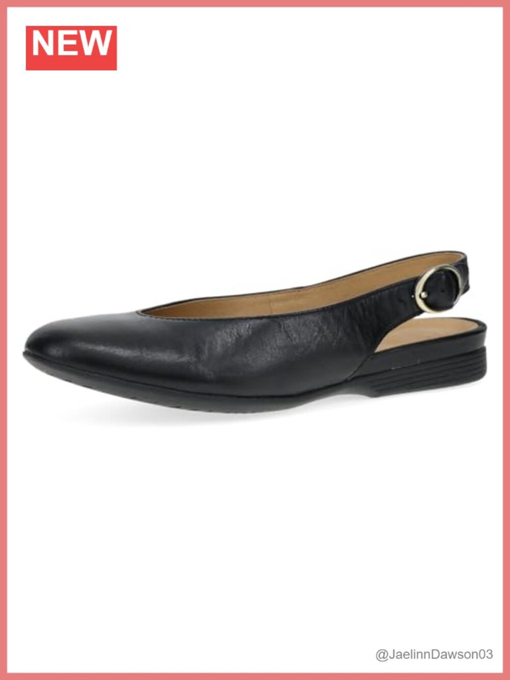 Leather Slingback Flats with Memory Foam Cushioned Insole